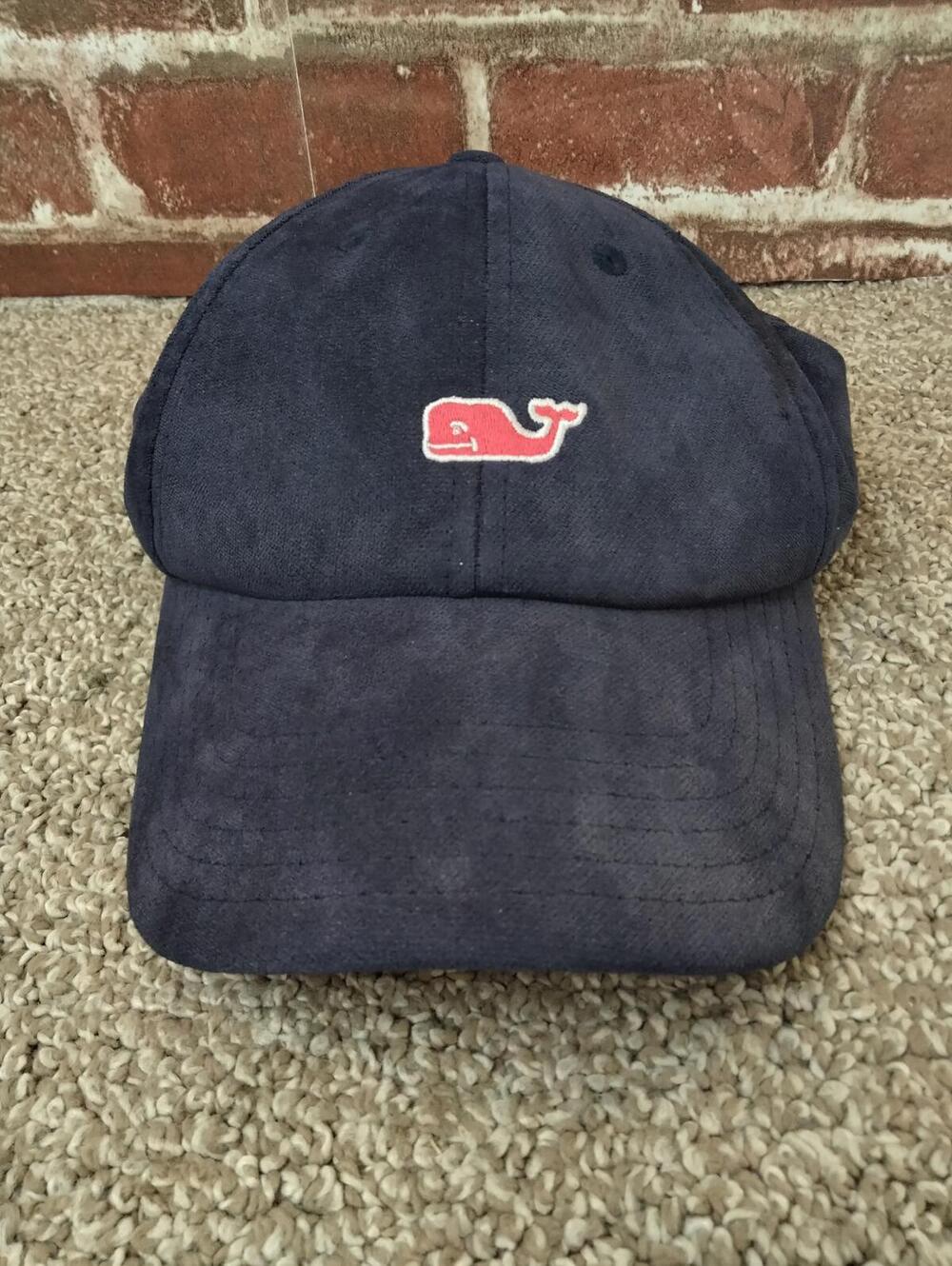 Vineyard Vines Whale Logo Basball Hat Navy Blue Adjustable Leather Strap Dad Cap